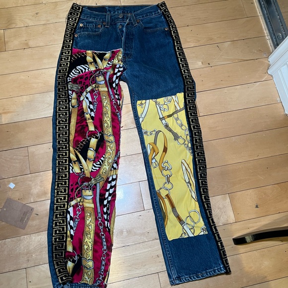 Vintage Levi 501 custom embroidered jeans - Picture 4 of 7